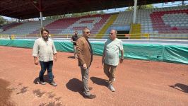 Stadyumda geri sayım başladı Başkan Bayrak, çalışmaları inceledi